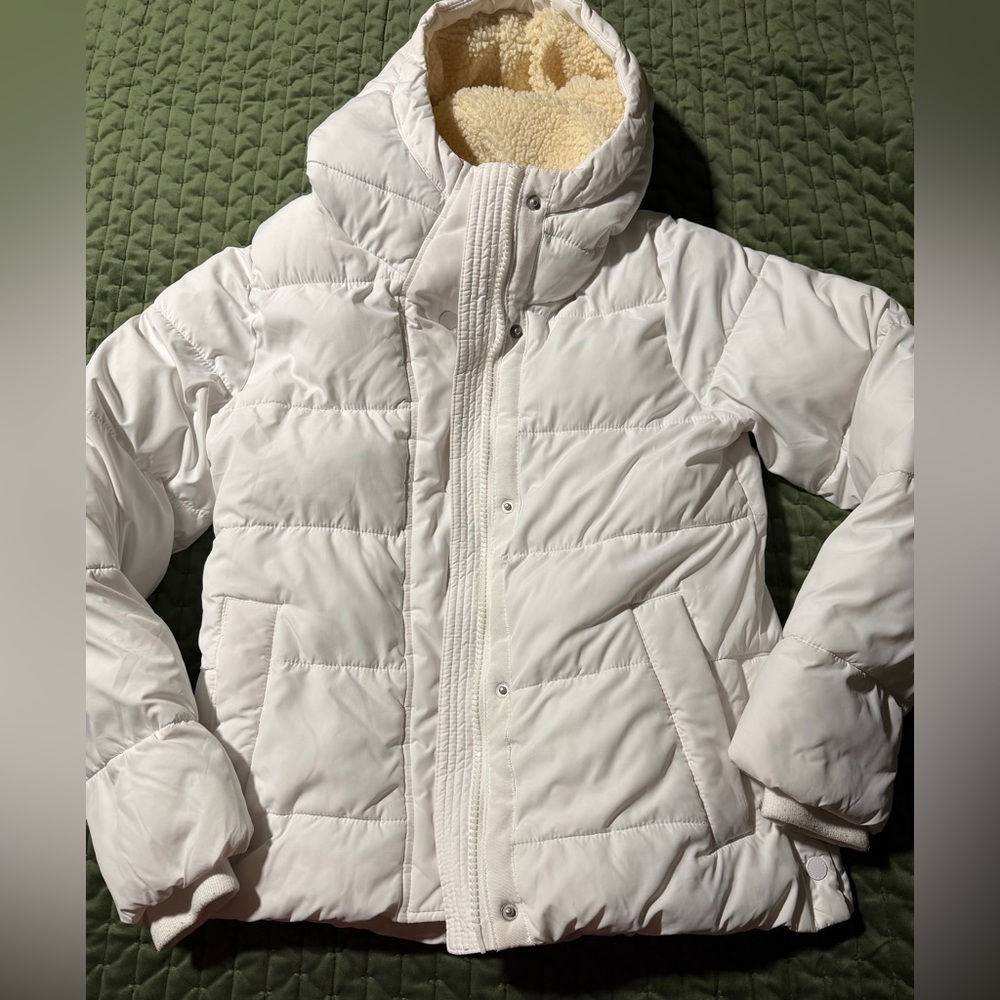 Abercrombie & Fitch Ultra Puffer Jacket white wind water-resistant shell‎ small